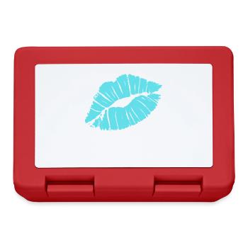 Smooch Blauer Lippenstift Kiss Mark Love Statement T-Shirt - Brotdose - Rot - Vorne