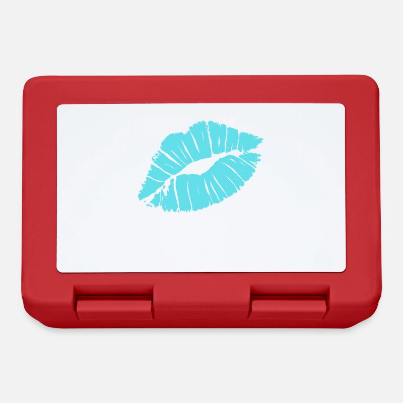 Smooch Blauer Lippenstift Kiss Mark Love Statement T-Shirt - Brotdose - Rot