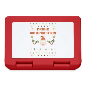 Merry Christmas Ugly Knit Look Santa Claus - Lunchbox - red - Front