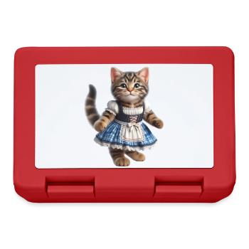 Süße kleine Katze im Dirndl - Brotdose - Rot - Vorne