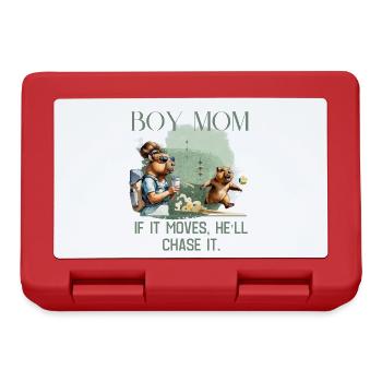 Boy Mom – If It Moves, He'll Chase It - Lunchbox - red - Front