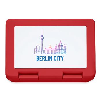 Berlin Stadt Neon Skyline Silhouette Illustration  - Brotdose - Rot - Vorne