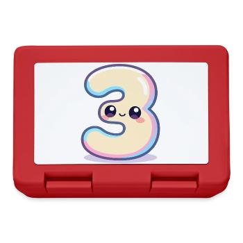 Numéro 3 Kawaii Pastel - Boîte à goûter - rouge - Devant
