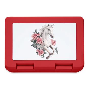 Pferd mit Rosen - Brotdose - Rot - Vorne