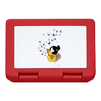 Kokeshi qui joue avec des papillons - Boîte à goûter - rouge - Devant