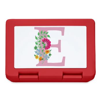 flower 12 red with e - Lunchbox - red - Front