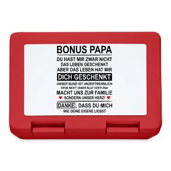 Bonus Papa Danke Stiefvater Kaffeetasse & Shirt - Brotdose - Rot - Vorne