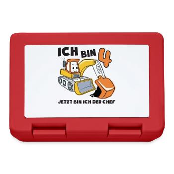 Ich Bin Schon 4, Jungen Geburtstag Baustelle - Brotdose - Rot - Vorne