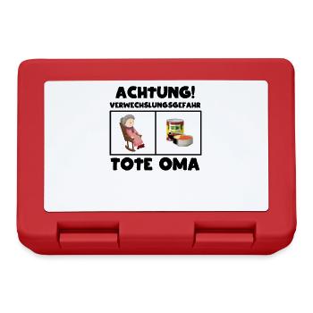 Achtung Verwechslungsgefahr Tote Oma - Brotdose - Rot - Vorne