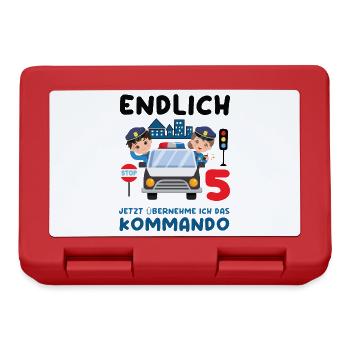Kinder 5. Geburtstag Endlich 5, Polizei - Brotdose - Rot - Vorne