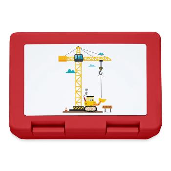 Enfants 2ème anniversaire garçons avec grue et excavatrice, - Boîte à goûter - rouge - Devant