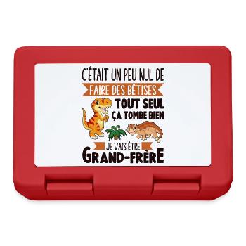 Cadeau Annonce Grossesse Grand-frère Dinosaure - Boîte à goûter - rouge - Devant