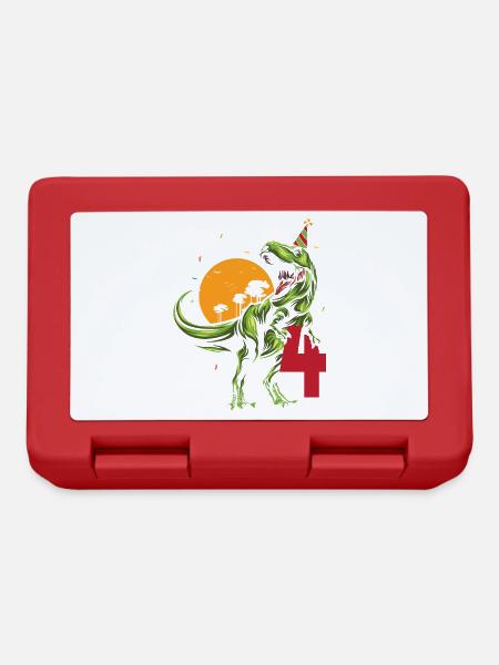 4 Jahre Alter Geburtstag Kinder Dinosaurier T-rex - Brotdose - Rot