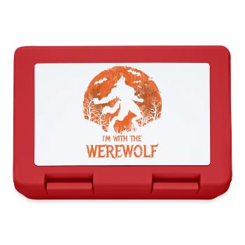 Ich Bin Mit Dem Werwolf Red Moon Design Für Wölfe - Brotdose - Rot - Vorne