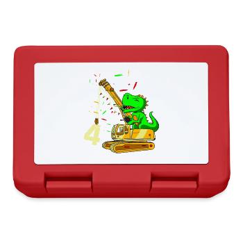 Conception d’anniversaire de 4 ans pour les dinosaures et - Boîte à goûter - rouge - Devant