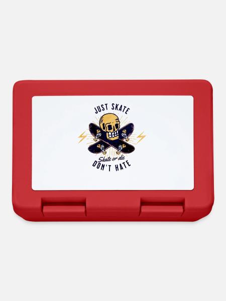 Just Skate Don't Hate Skull Skate or Die - Lunchbox - red