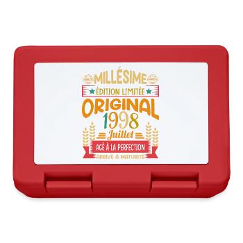 Millésime Né(e) Juillet 1998 Cadeau Anniversaire - Boîte à goûter - rouge - Devant