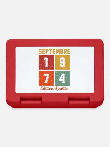 Vintage Cadeau Anniversaire Septembre 1974 - Boîte à goûter - rouge