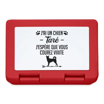 j'ai un chien taré courez humour cadeau - Boîte à goûter - rouge - Devant