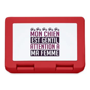 Mon chien est gentil. Attention à ma femme. - Boîte à goûter - rouge - Devant