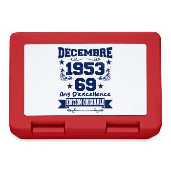 69 ans Vintage, Cadeau Anniversaire Décembre 1953 - Boîte à goûter - rouge - Devant