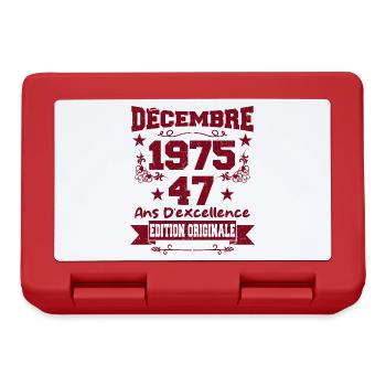 47 ans Vintage, Cadeau Anniversaire Décembre 1975 - Boîte à goûter - rouge - Devant