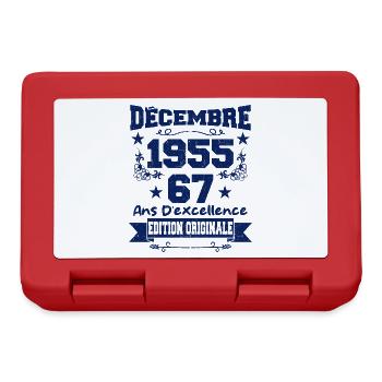 67 ans Vintage, Cadeau Anniversaire Décembre 1955 - Boîte à goûter - rouge - Devant