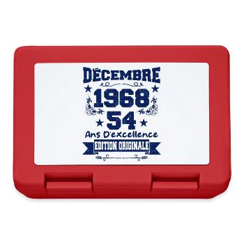 54 ans Vintage, Cadeau Anniversaire Décembre 1968 - Boîte à goûter - rouge - Devant