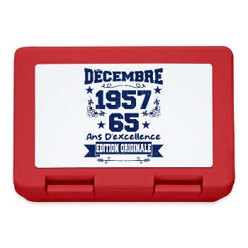 65 ans Vintage, Cadeau Anniversaire Décembre 1957 - Boîte à goûter - rouge - Devant
