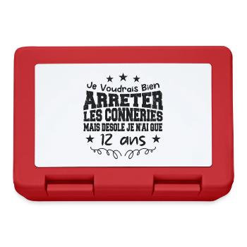 conneries 12 ans / cadeau anniversaire 12 ans - Boîte à goûter - rouge - Devant
