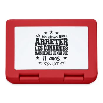 conneries 11 ans / cadeau anniversaire 11 ans - Boîte à goûter - rouge - Devant