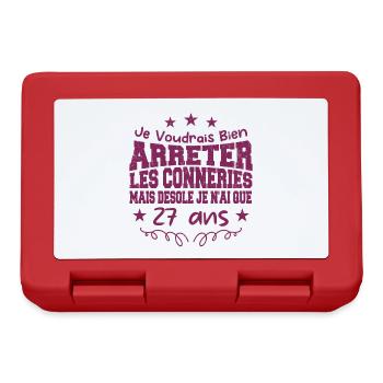 conneries 27 ans / cadeau anniversaire 27 ans - Boîte à goûter - rouge - Devant