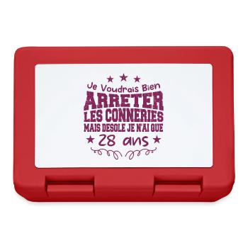 conneries 28 ans / cadeau anniversaire 28 ans - Boîte à goûter - rouge - Devant