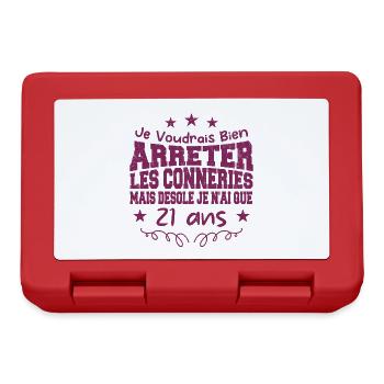 conneries 21 ans / cadeau anniversaire 21 ans - Boîte à goûter - rouge - Devant