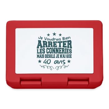 conneries 40 ans / cadeau anniversaire 40 ans - Boîte à goûter - rouge - Devant