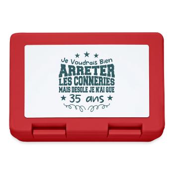 conneries 35 ans / cadeau anniversaire 35 ans - Boîte à goûter - rouge - Devant