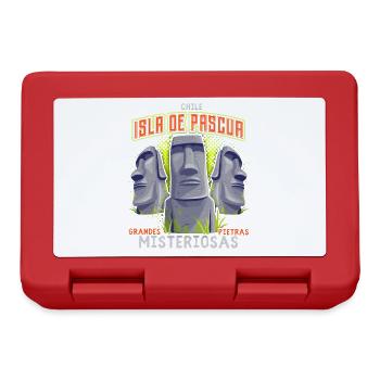 Moai, Stone Heads, Easter Island Rapa-Nui - Lunchbox - red - Front