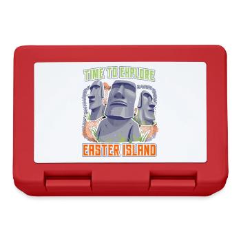 Stone Heads, Moai, Easter Island Rapa-Nui - Lunchbox - red - Front