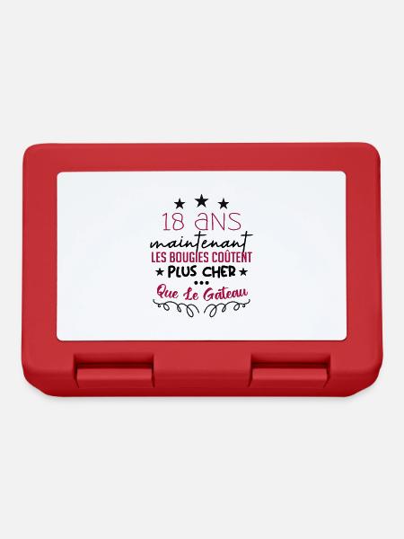 humour anniversaire 18 ans - Boîte à goûter - rouge