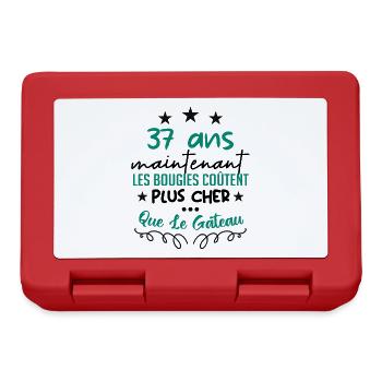 humour anniversaire 37 ans - Boîte à goûter - rouge - Devant