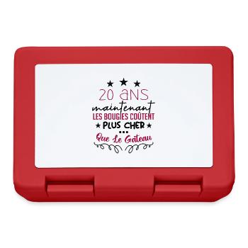 humour anniversaire 20 ans - Boîte à goûter - rouge - Devant