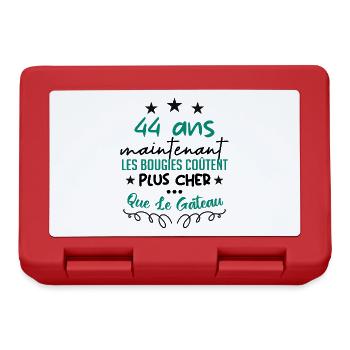 humour anniversaire 44 ans - Boîte à goûter - rouge - Devant