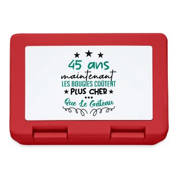 humour anniversaire 45 ans - Boîte à goûter - rouge - Devant