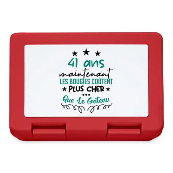 humour anniversaire 41 ans - Boîte à goûter - rouge - Devant