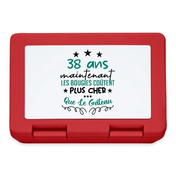 humour anniversaire 38 ans - Boîte à goûter - rouge - Devant