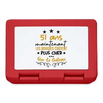humour anniversaire 51 ans - Boîte à goûter - rouge - Devant
