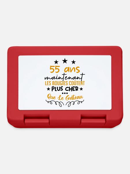 humour anniversaire 55 ans - Boîte à goûter - rouge