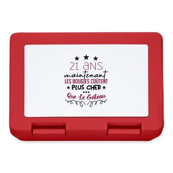 humour anniversaire 21 ans - Boîte à goûter - rouge - Devant