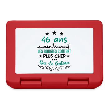 humour anniversaire 46 ans - Boîte à goûter - rouge - Devant