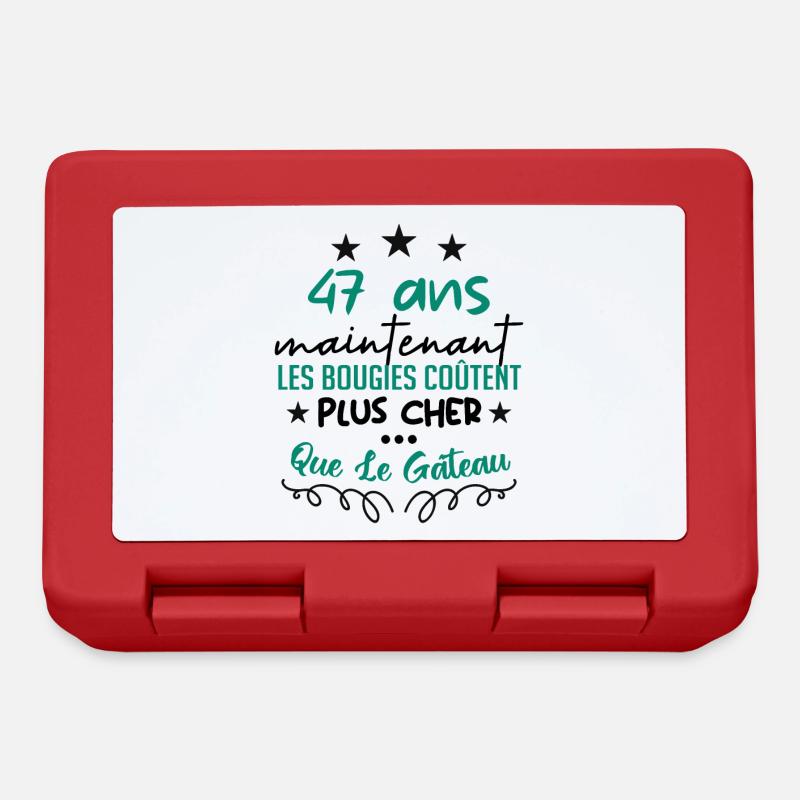 humour anniversaire 47 ans - Boîte à goûter - rouge